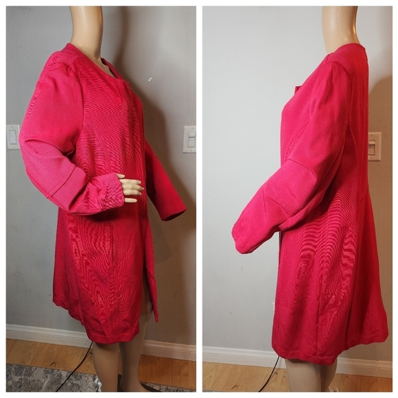Chico's Stretch Knit Red Jacket. Size 3 (XL). Pockets. Hidden Snap buttons. - Picture 7 of 16